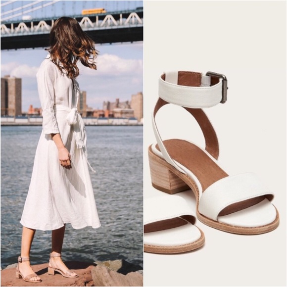 Frye Cindy Two-Piece White Block Cute Sandal Heels